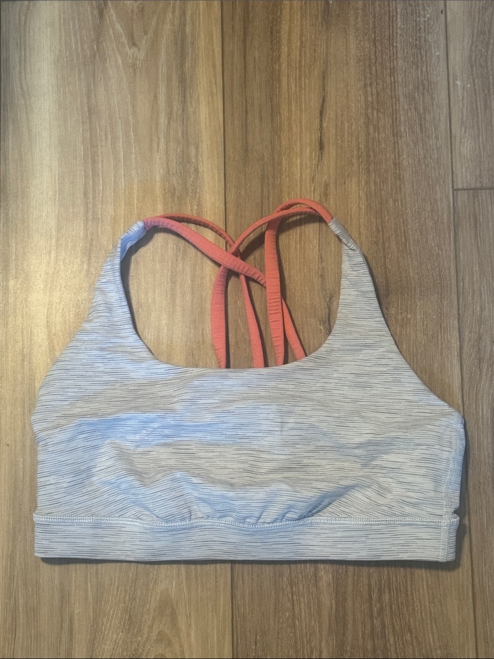 lululemon athletica Heather Gray Sports Bra with Coral Straps Sz 6